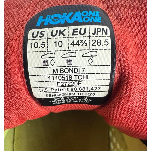 Hoka One One M Bondi 7 Men's Size 10.5 Running Shoes Gray Turbulence Chill - Picture 10 of 11